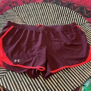 Under Armour Women's Burgundy and Scarlet Athletic Shorts